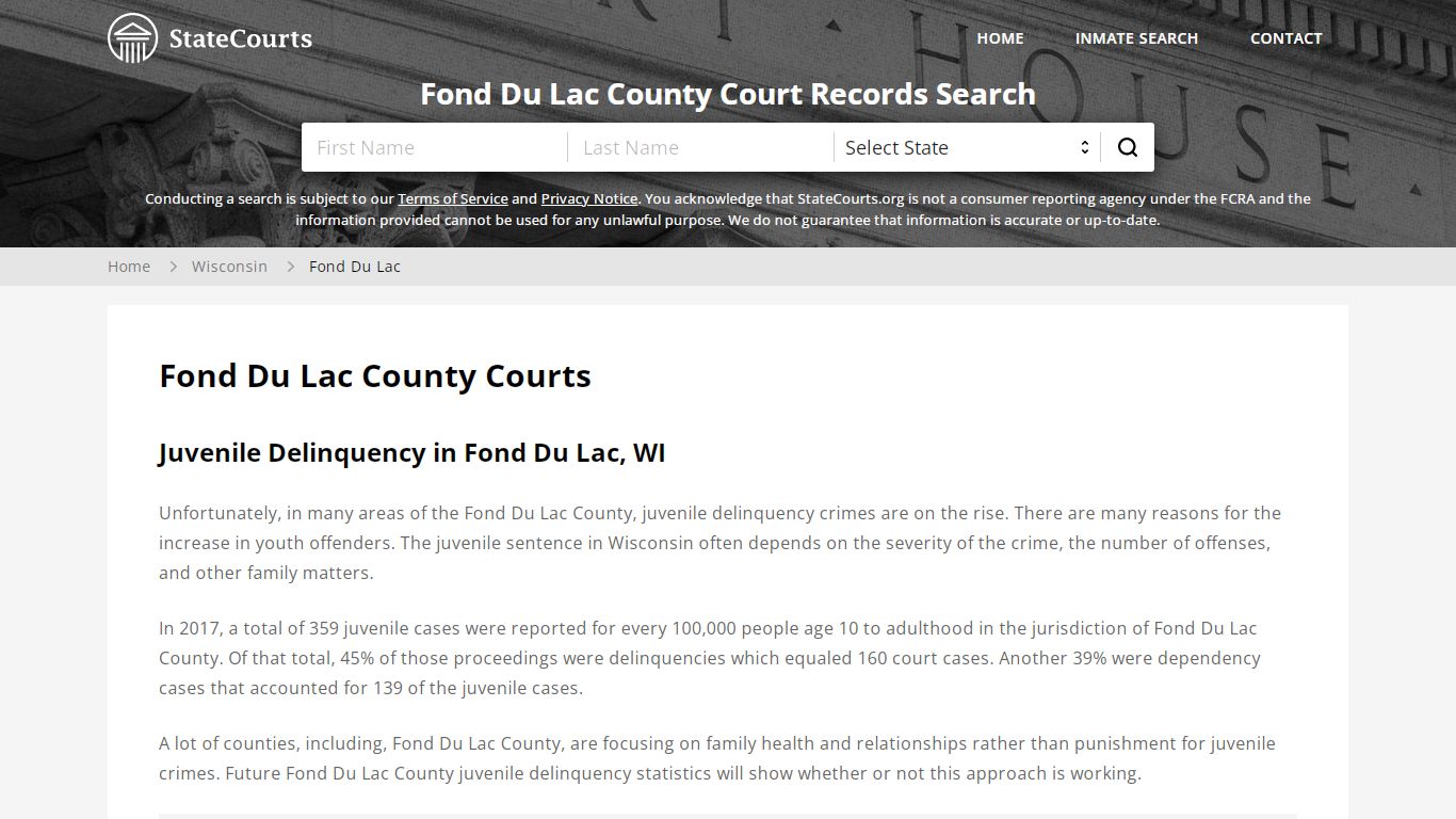 Fond Du Lac County, WI Courts - Records & Cases - StateCourts